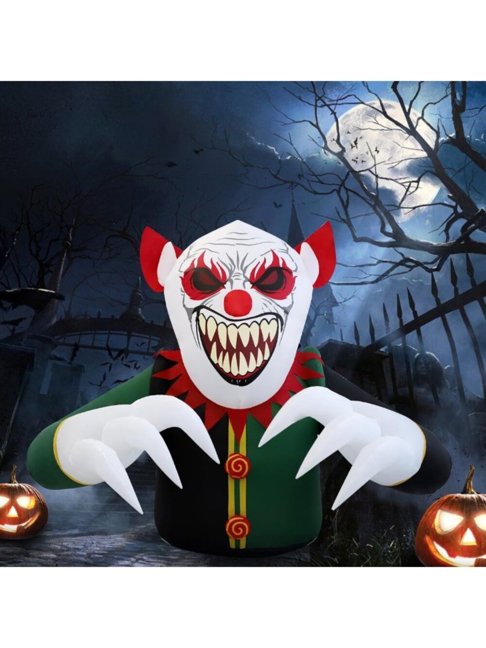 7.5ft Halloween Clown Inflatable Decoration with LED Lights for Yard & Garden